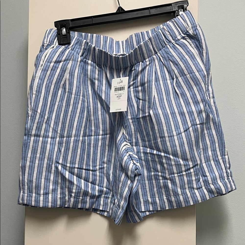 J. Jill Blue and White Striped Linen/rayon blend  Shorts